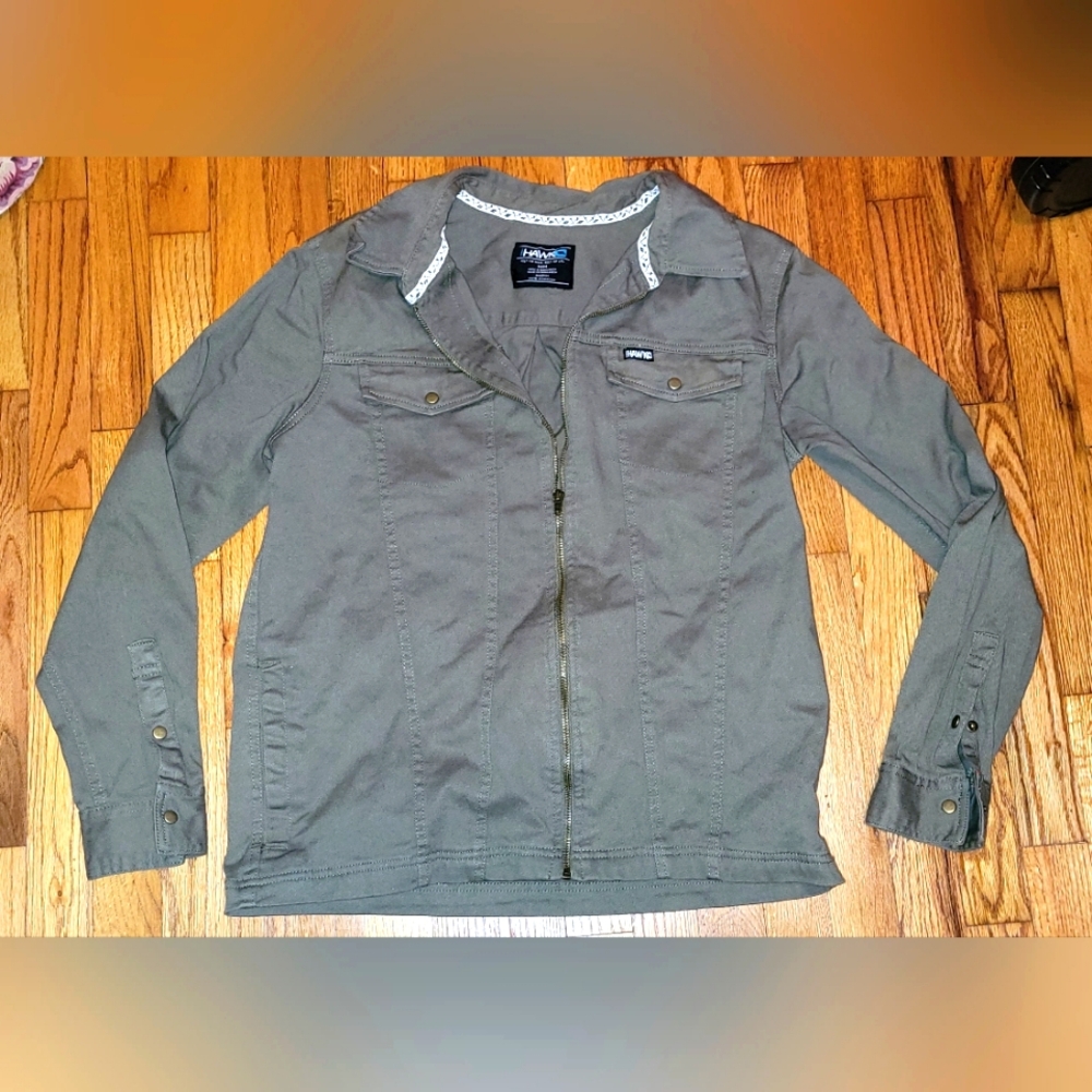 Y2K Tony HAWK Skater Jacket Army Green Size Medium